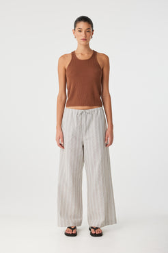 Model wearing Ines Pant and matching Rio Tank for relaxed warm-weather styling.