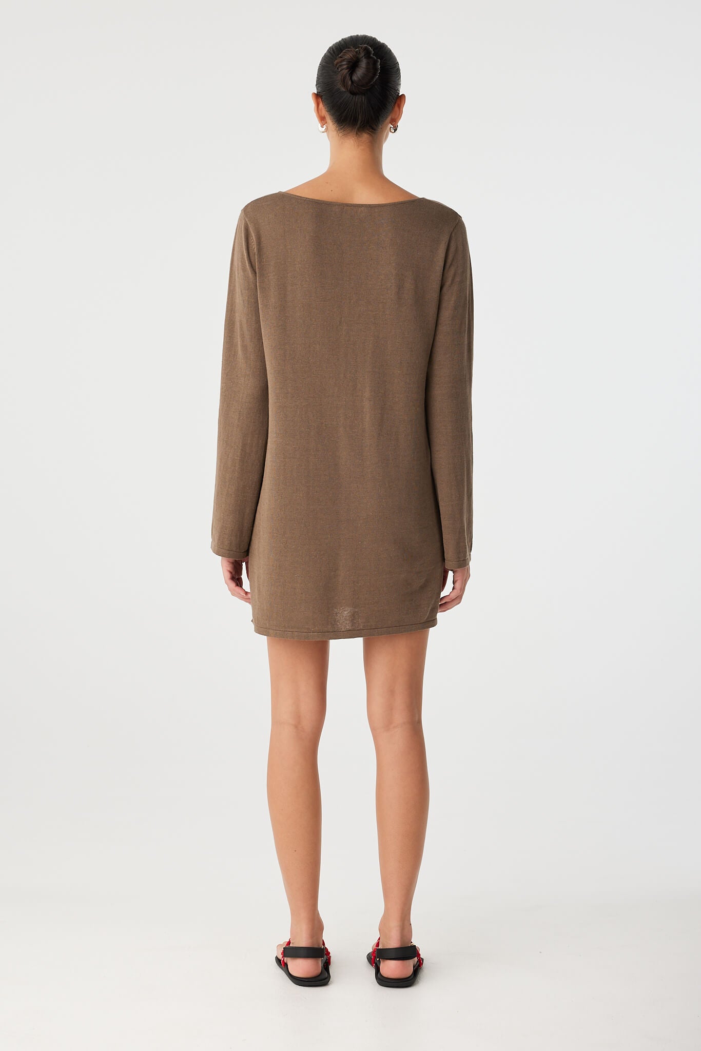 Reverse styling of Paloma Dress showing clean back and structured sleeve.