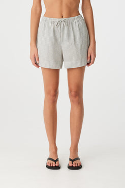High-rise cotton shorts in woven check with relaxed fit and minimal lines for everyday summer ease.