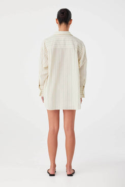 Olive stripe boxer shorts in 100% cotton with relaxed fit and straight hem.