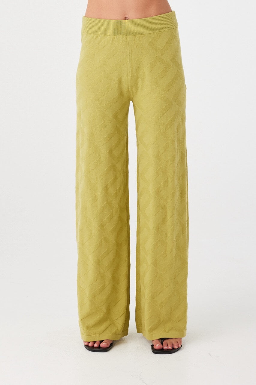 Textured knit pant in matcha green, crafted from 100% organic cotton. Lightweight and unlined for natural airflow.