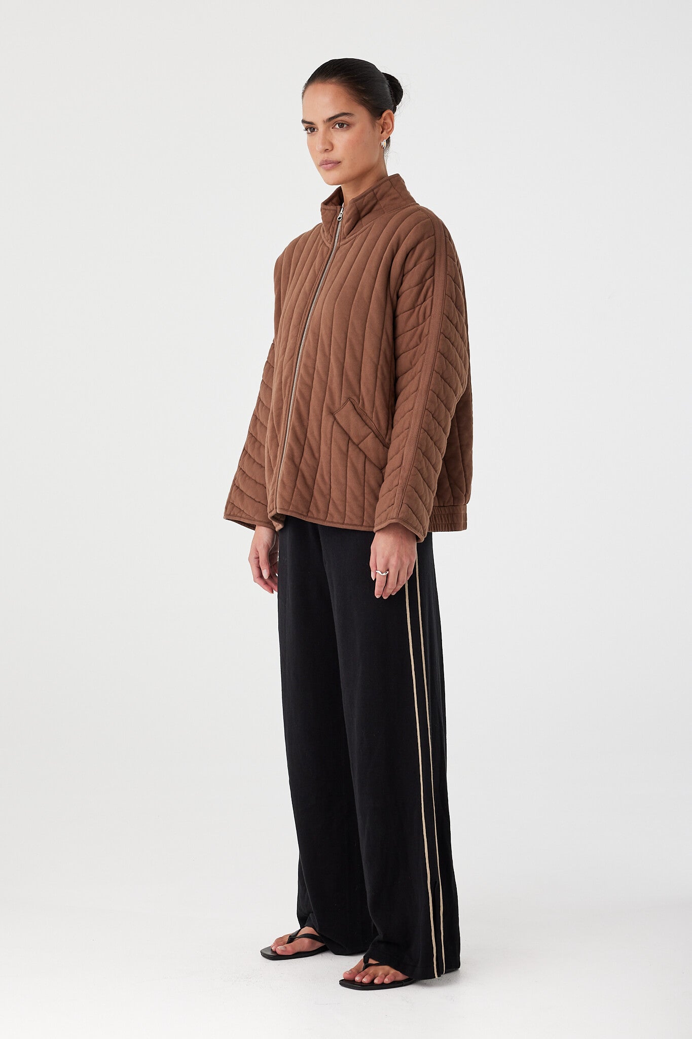 Tessa Quilted Cotton Jacket - Chocolate | ARCAA.