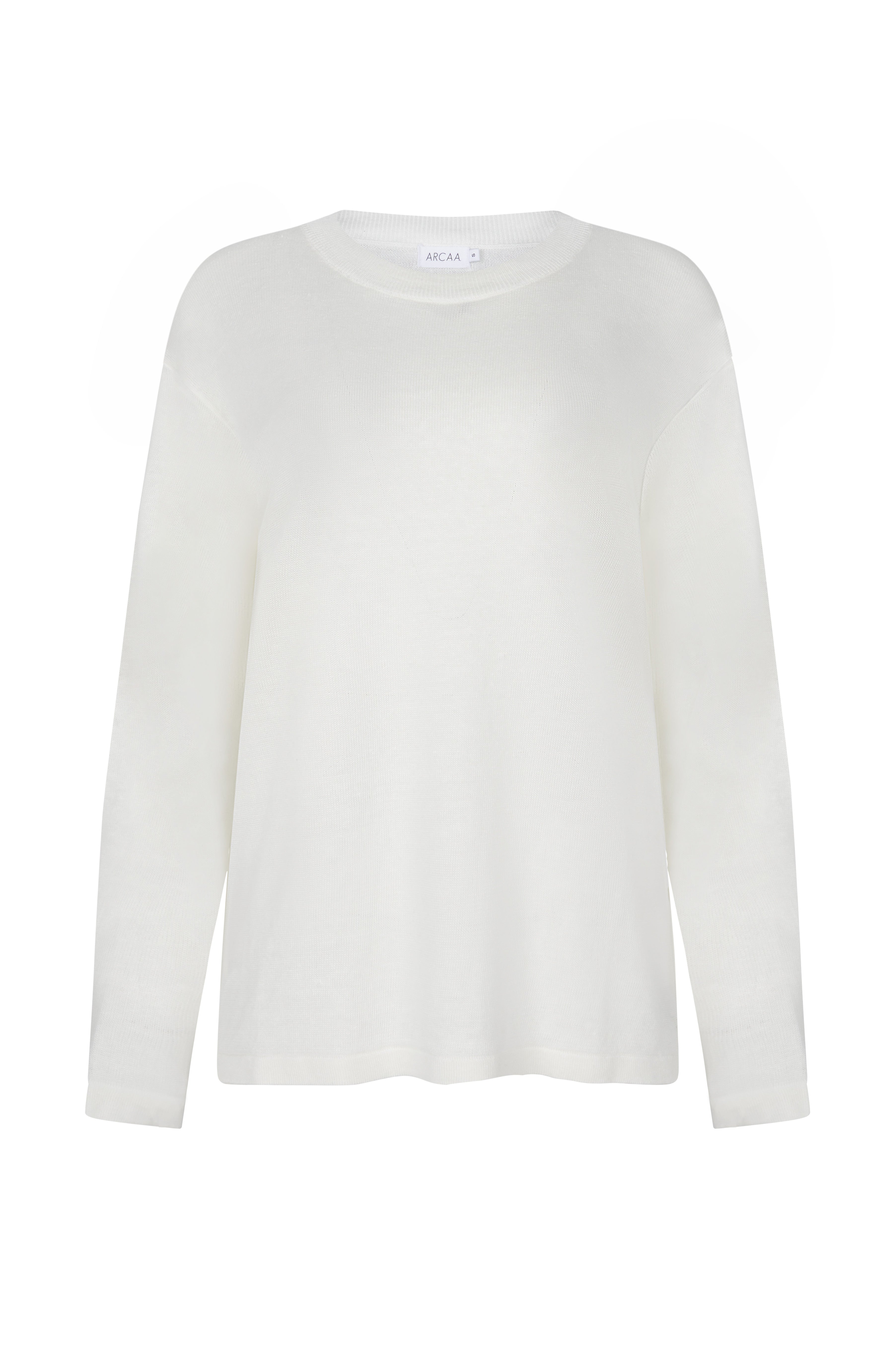 Hugo Linen Knit Long Sleeve T-Shirt - Cream