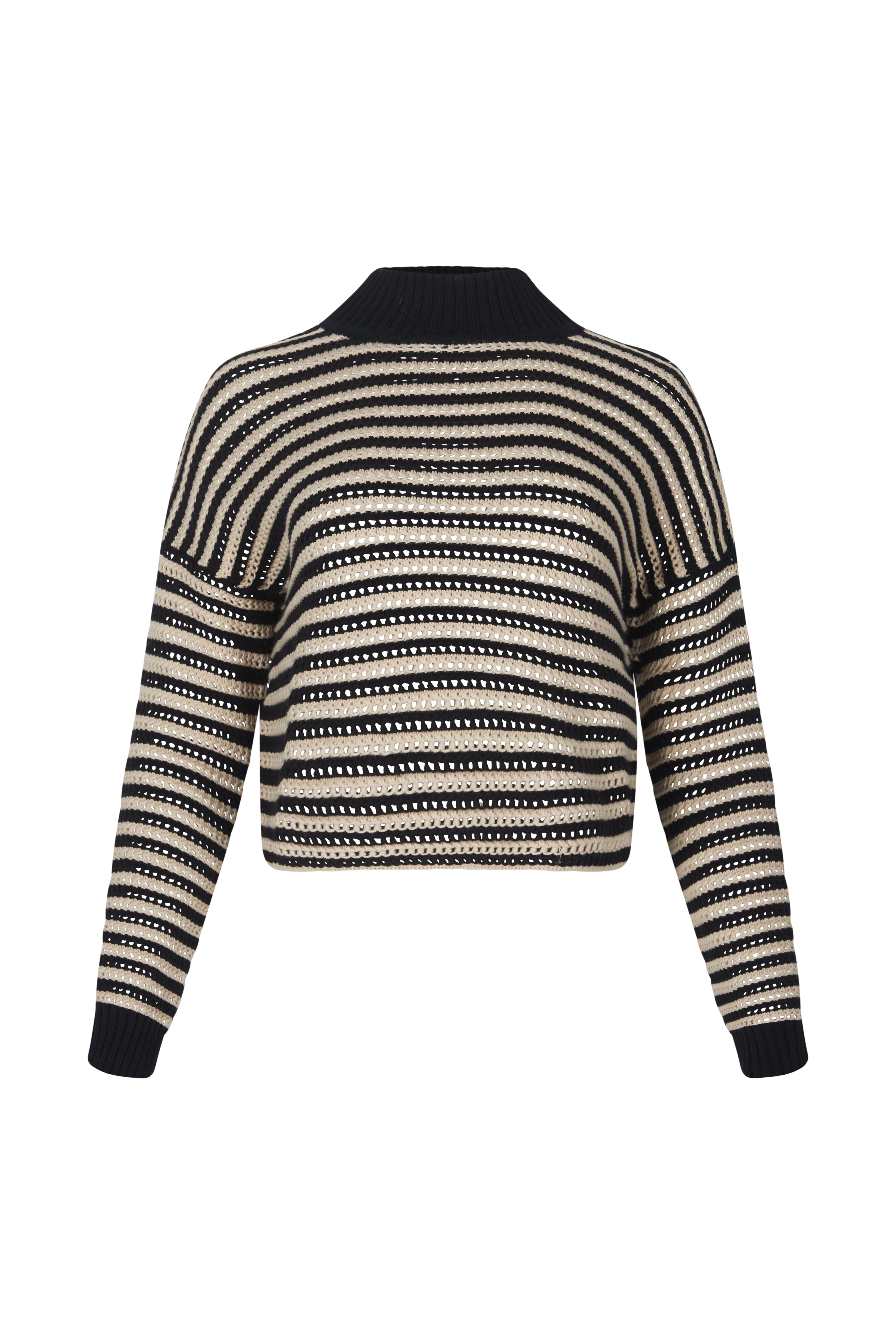 June Cropped Sweater - Sand & Black