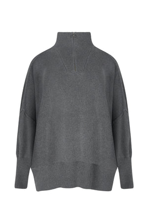 London Zip Sweater - Dark Grey Marle
