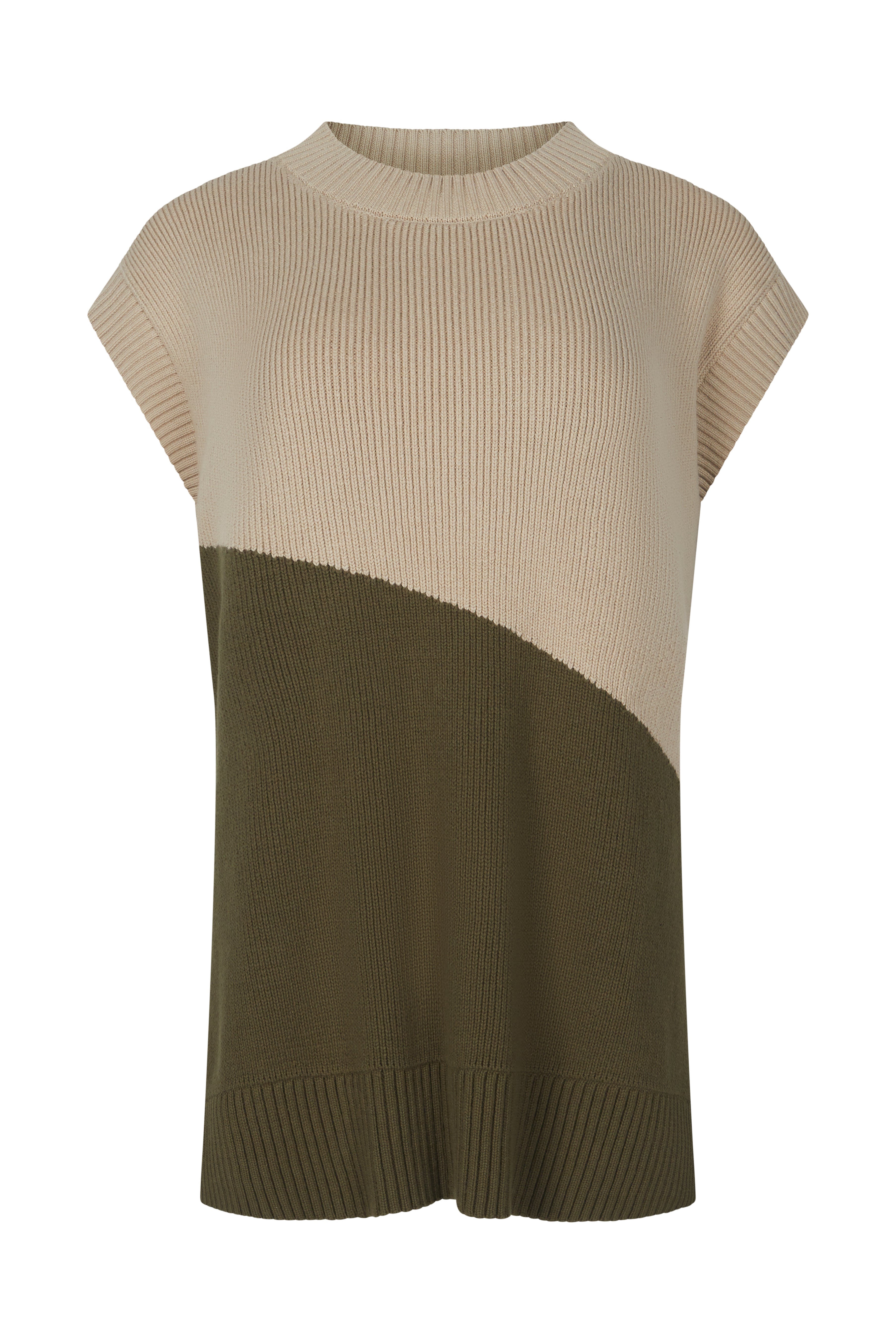Neo Organic Cotton Vest - Taupe & Olive