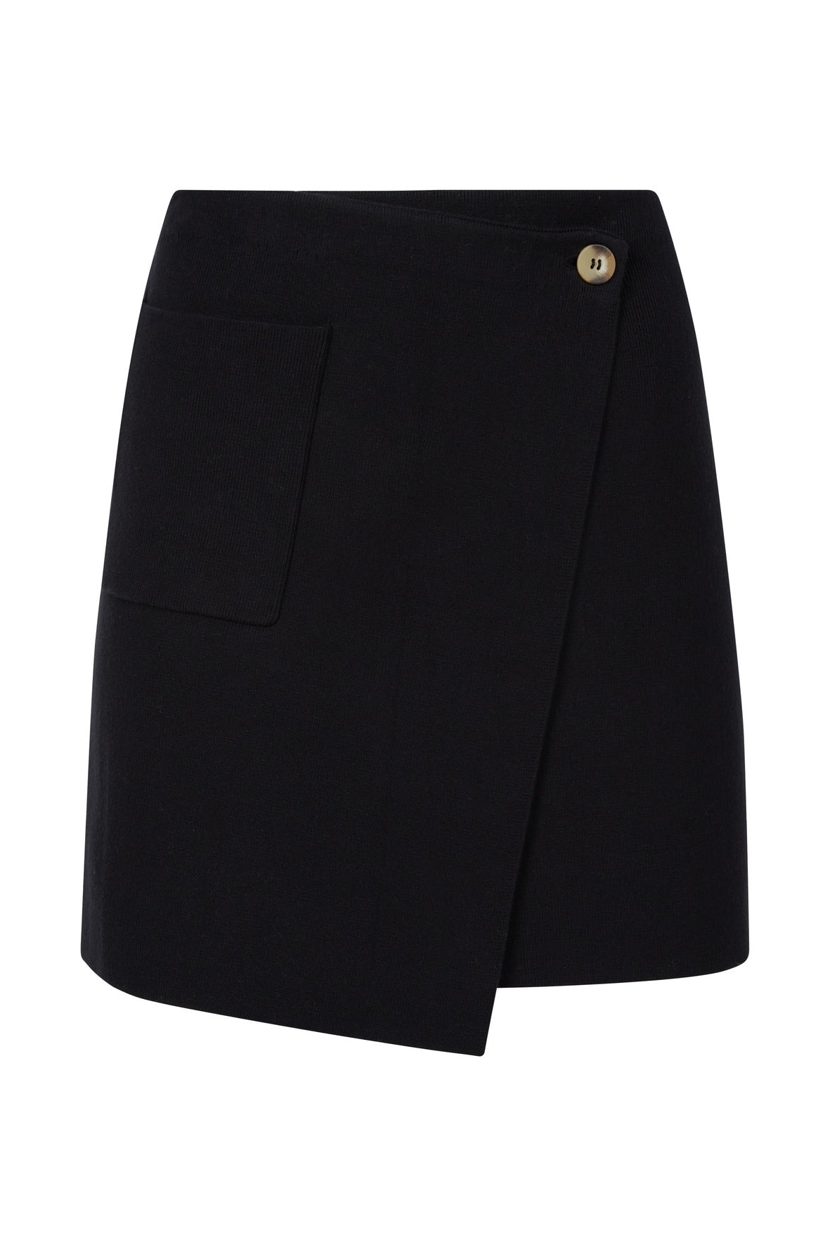 Ria Knit Wrap Skirt - Black