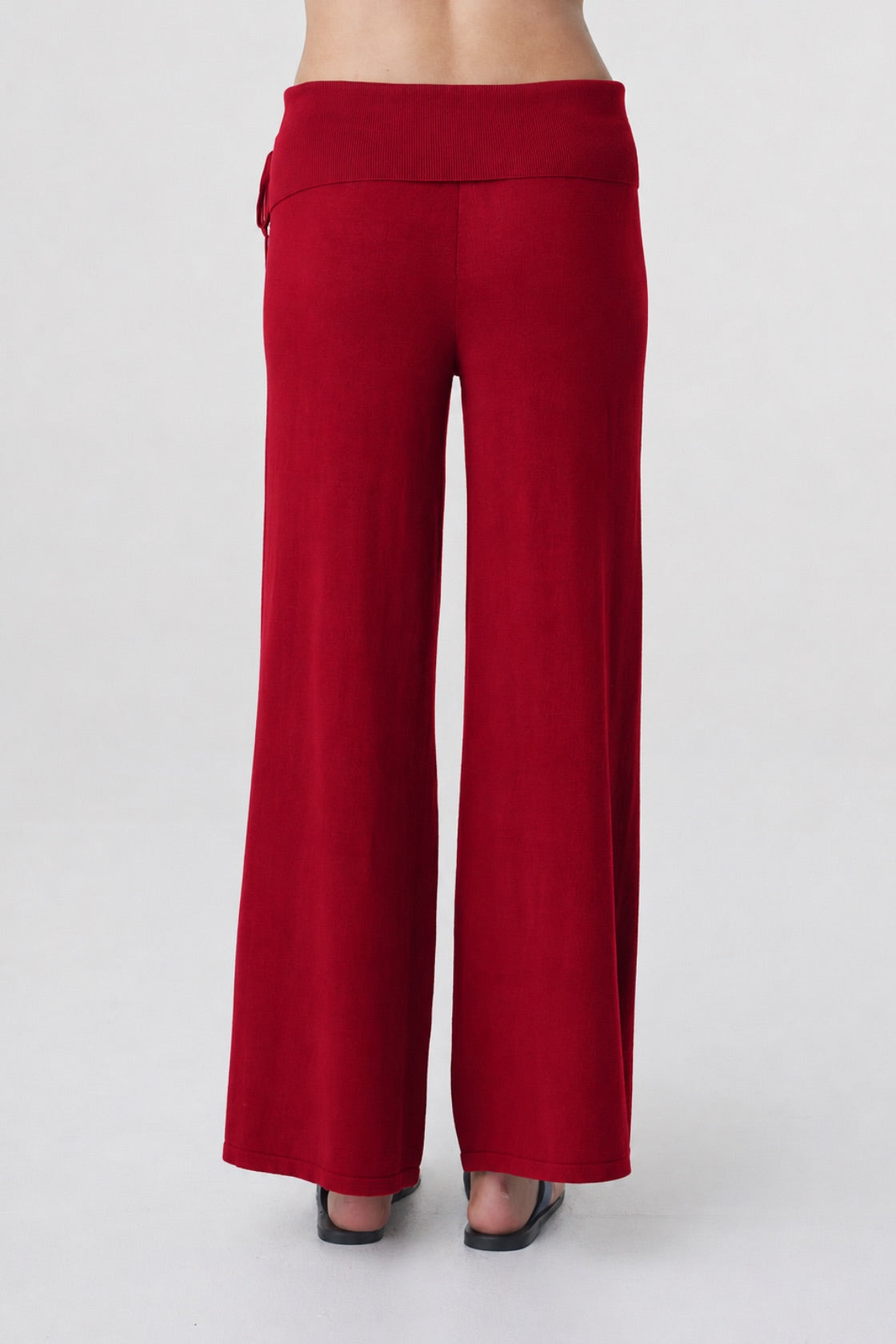 Nora Pant in Chilli, close back view showing the full length wide leg silhouette.