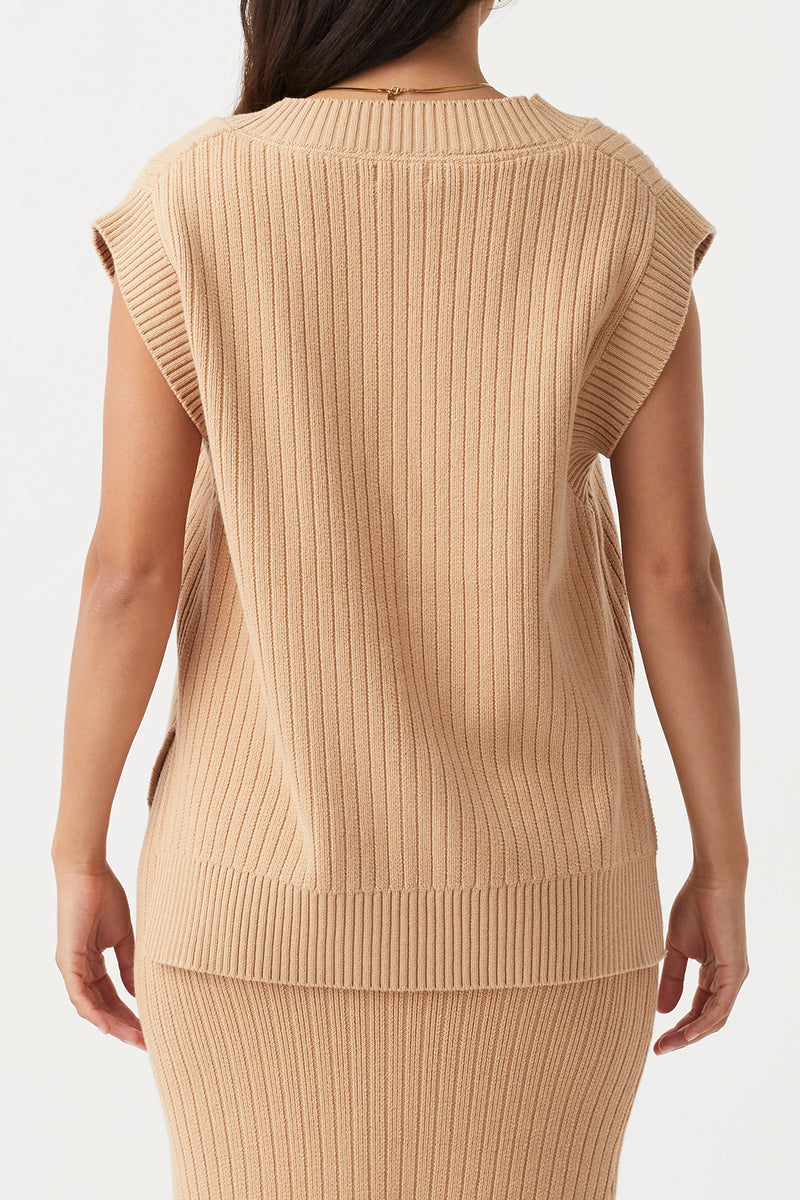 Vera Organic Knit Vest - Honey