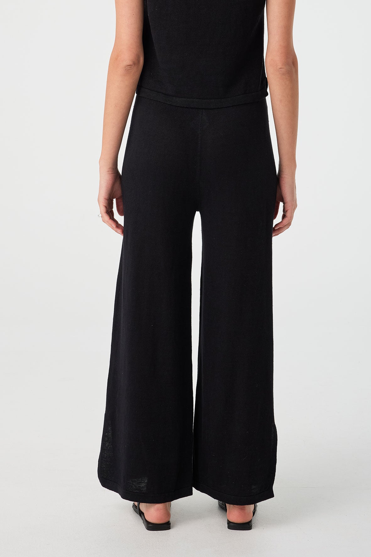 Brie Linen Knit Pant - Black