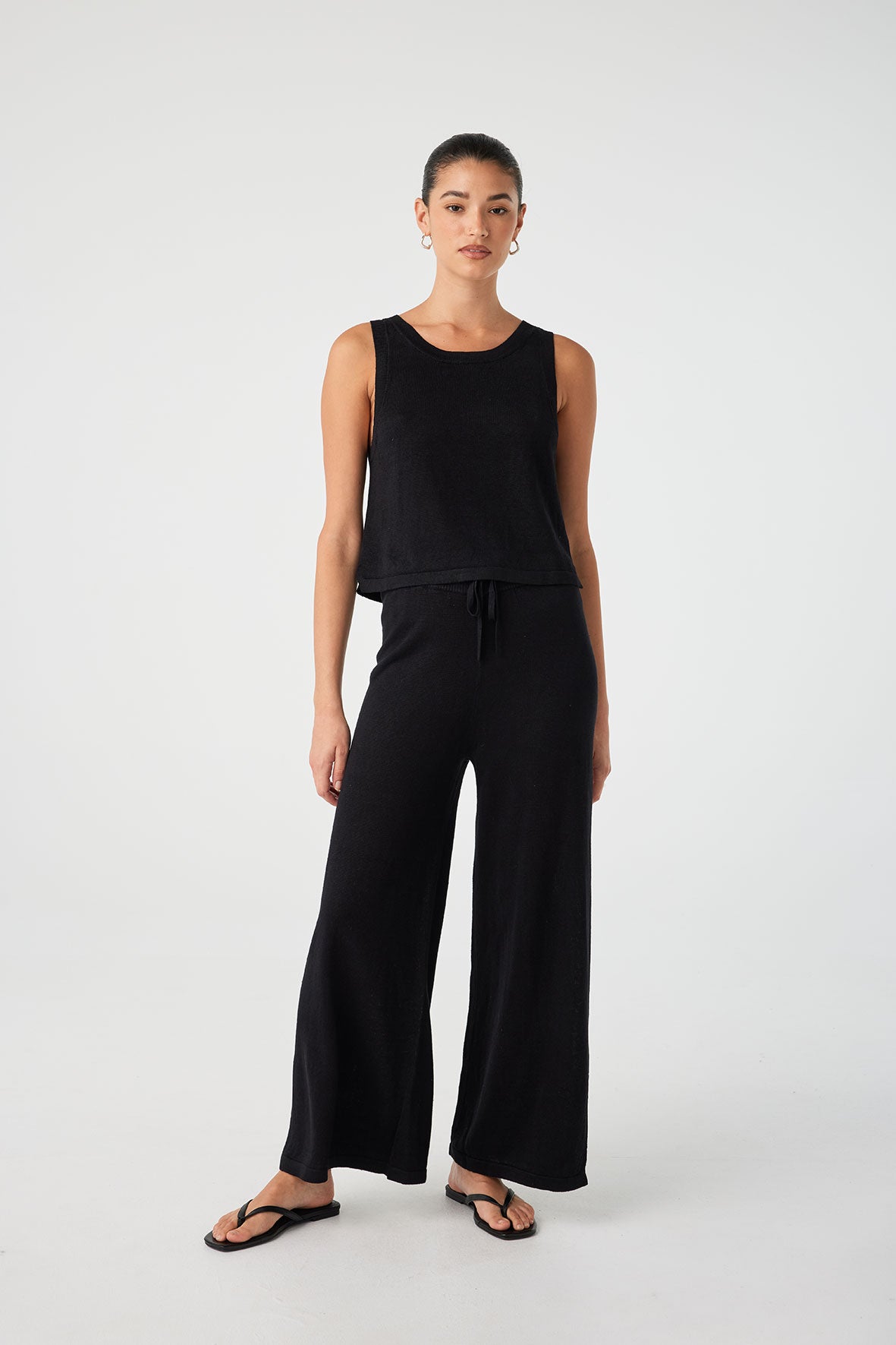 Brie Linen Knit Pant - Black