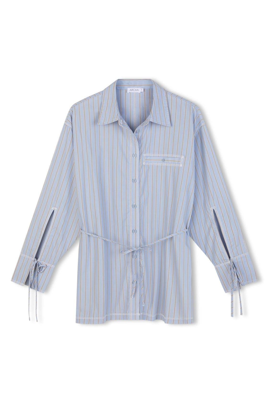Ghost image of Blair Shirt in Blue Taupe stripe