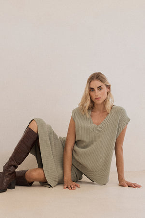 Vera Organic Knit Vest - Sage