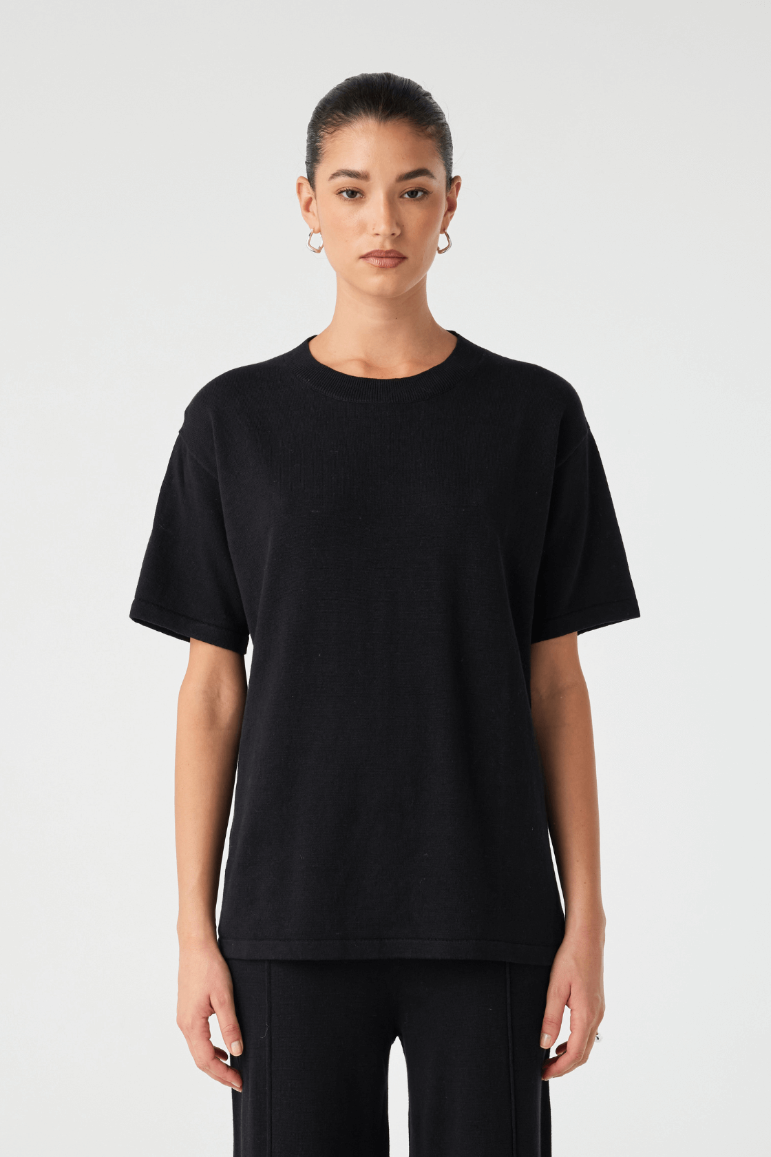 Ada Organic Cotton Linen T-Shirt - Black