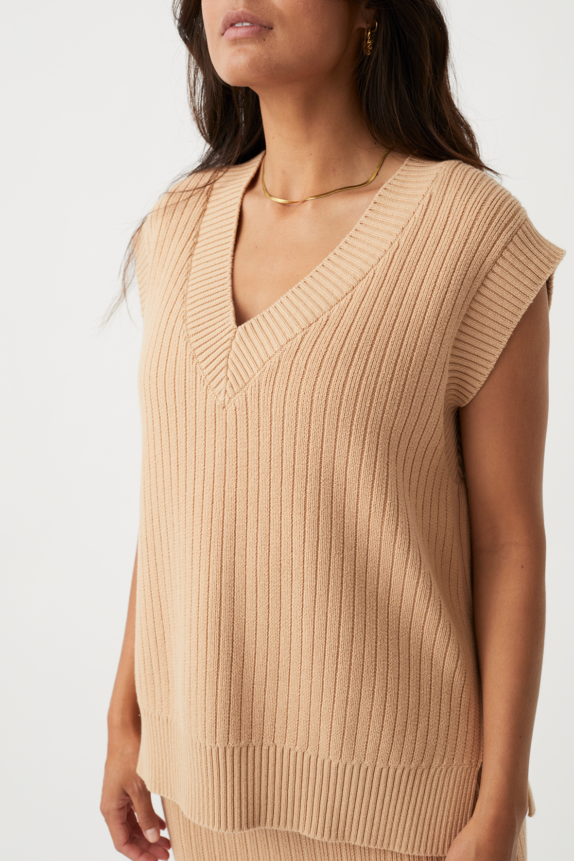 Vera Organic Knit Vest - Honey