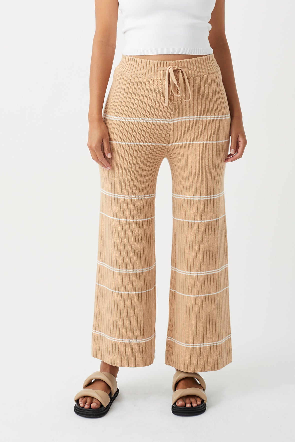 Vera Organic Knit Pants - Honey Stripe