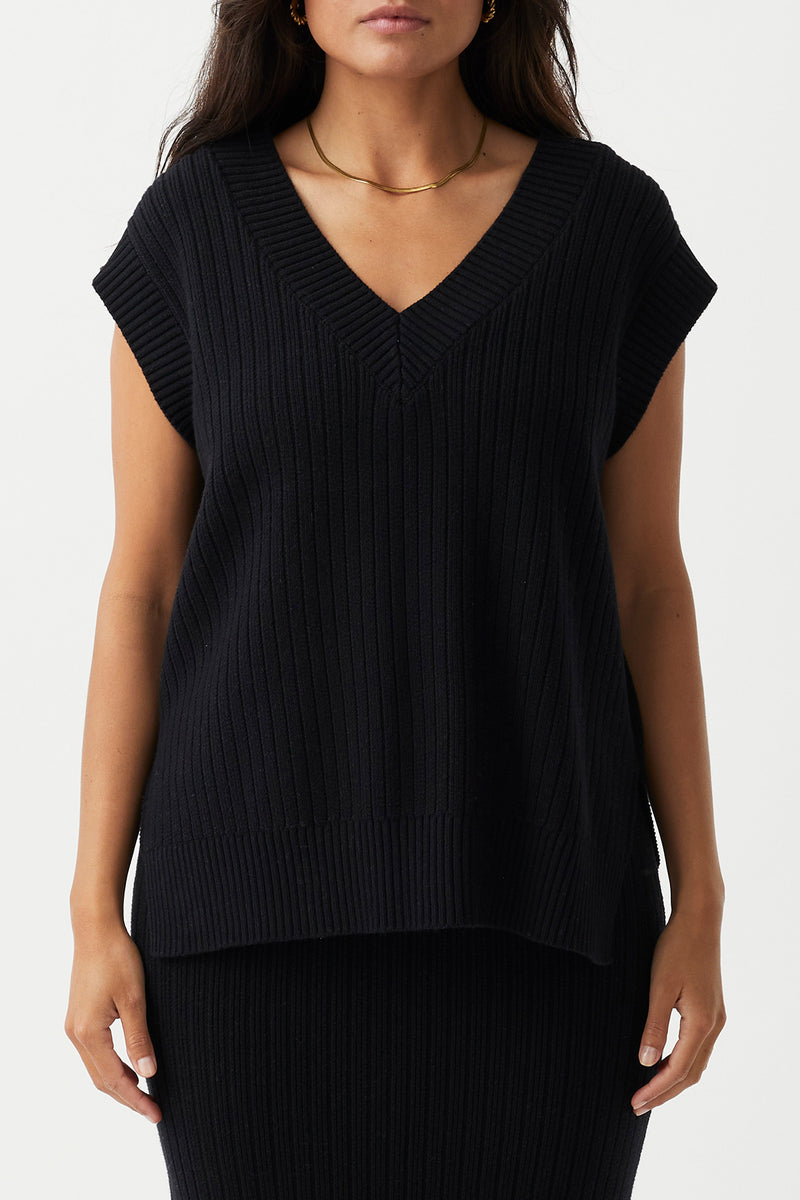 Vera Organic Knit Vest - Black