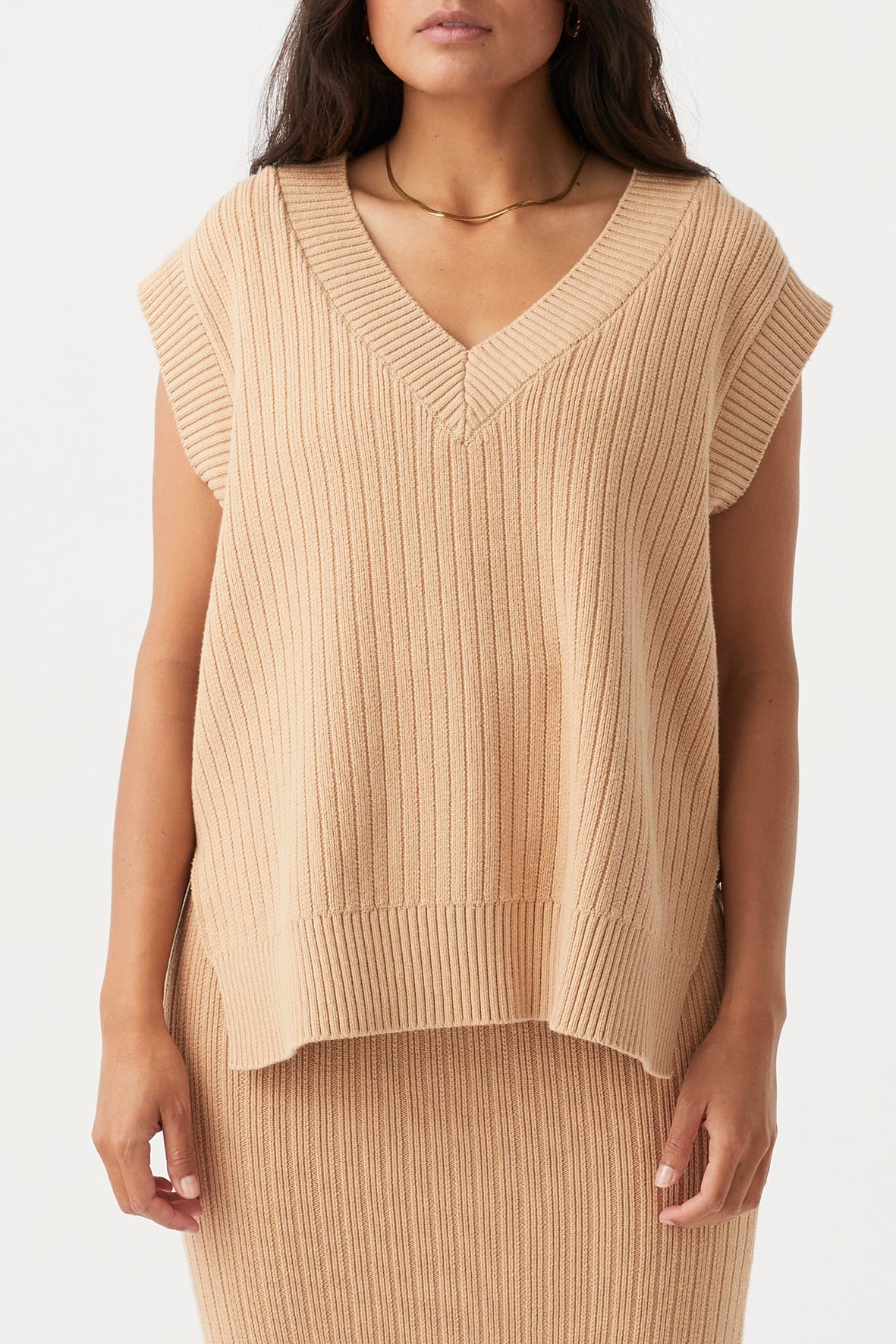 Vera Organic Knit Vest - Honey