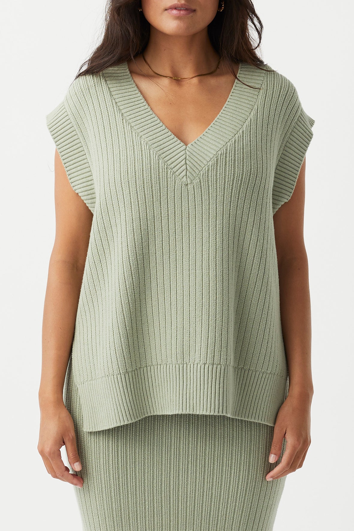 Vera Organic Knit Vest - Sage