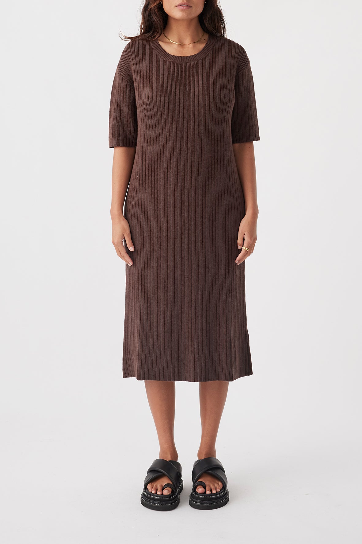 Adaline Organic Cotton Dress - Chocolate