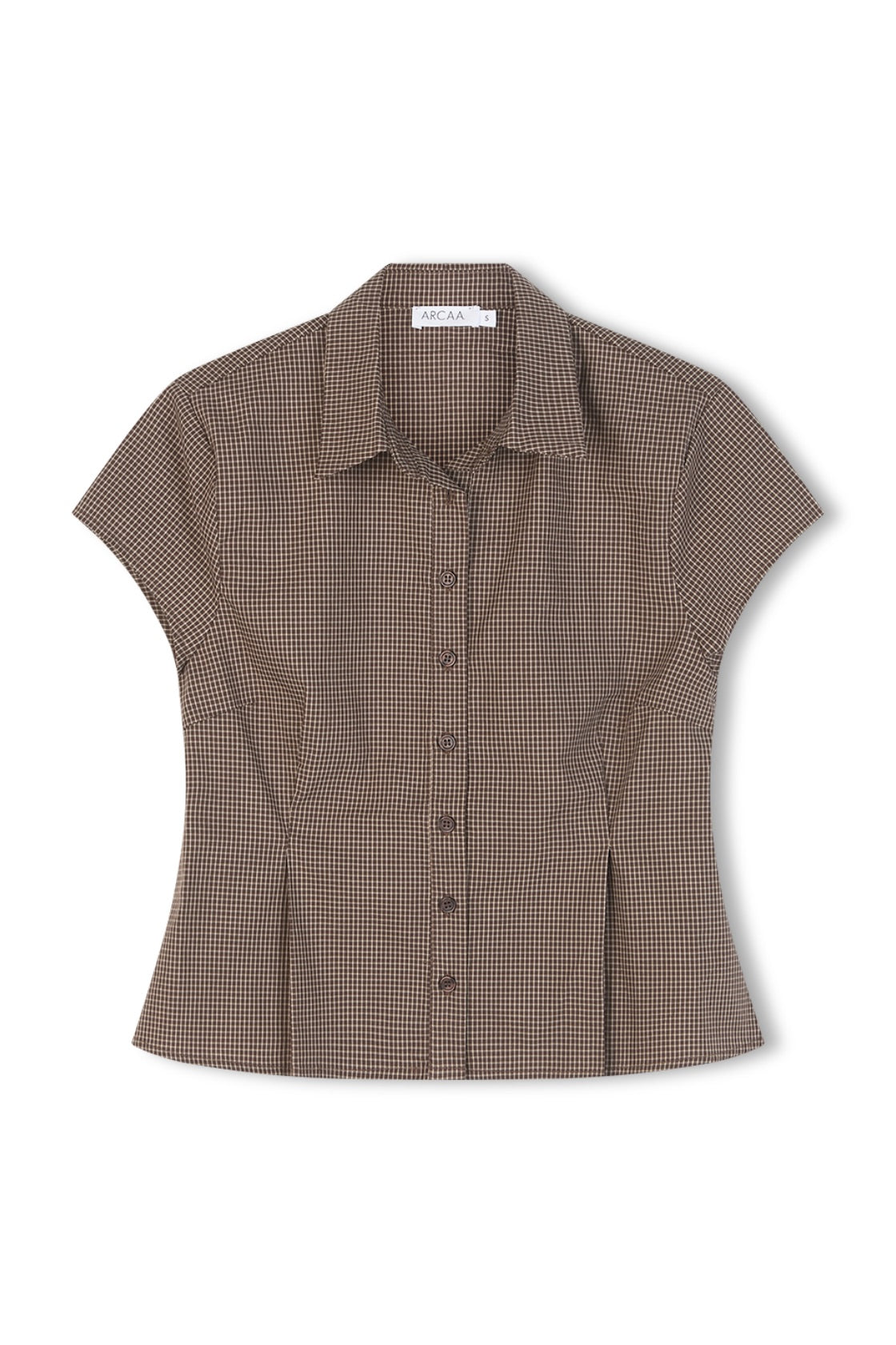 Ghost image of Freya top in chocolate check