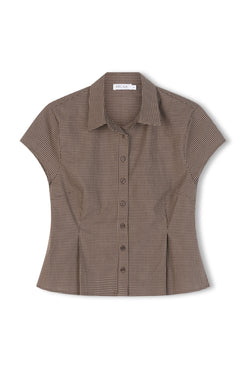 Ghost image of Freya top in chocolate check