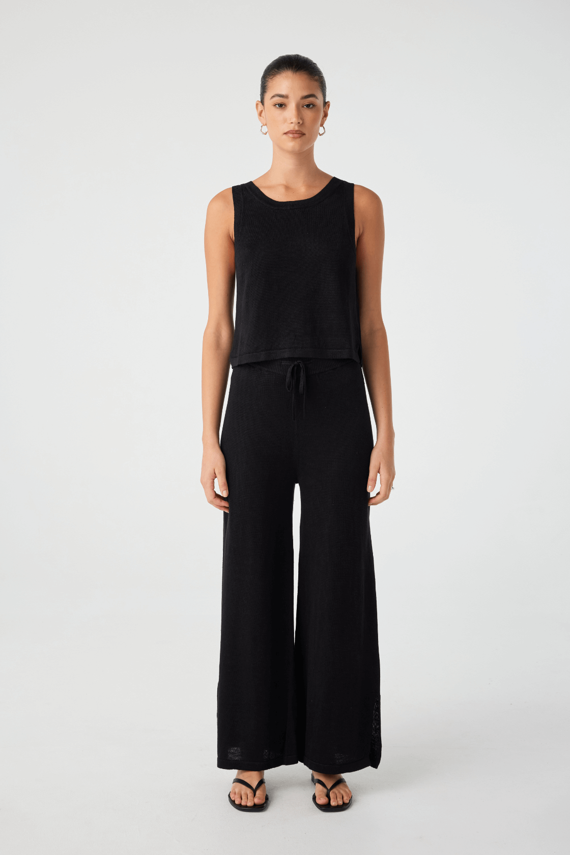 Brie Linen Knit Pant - Black