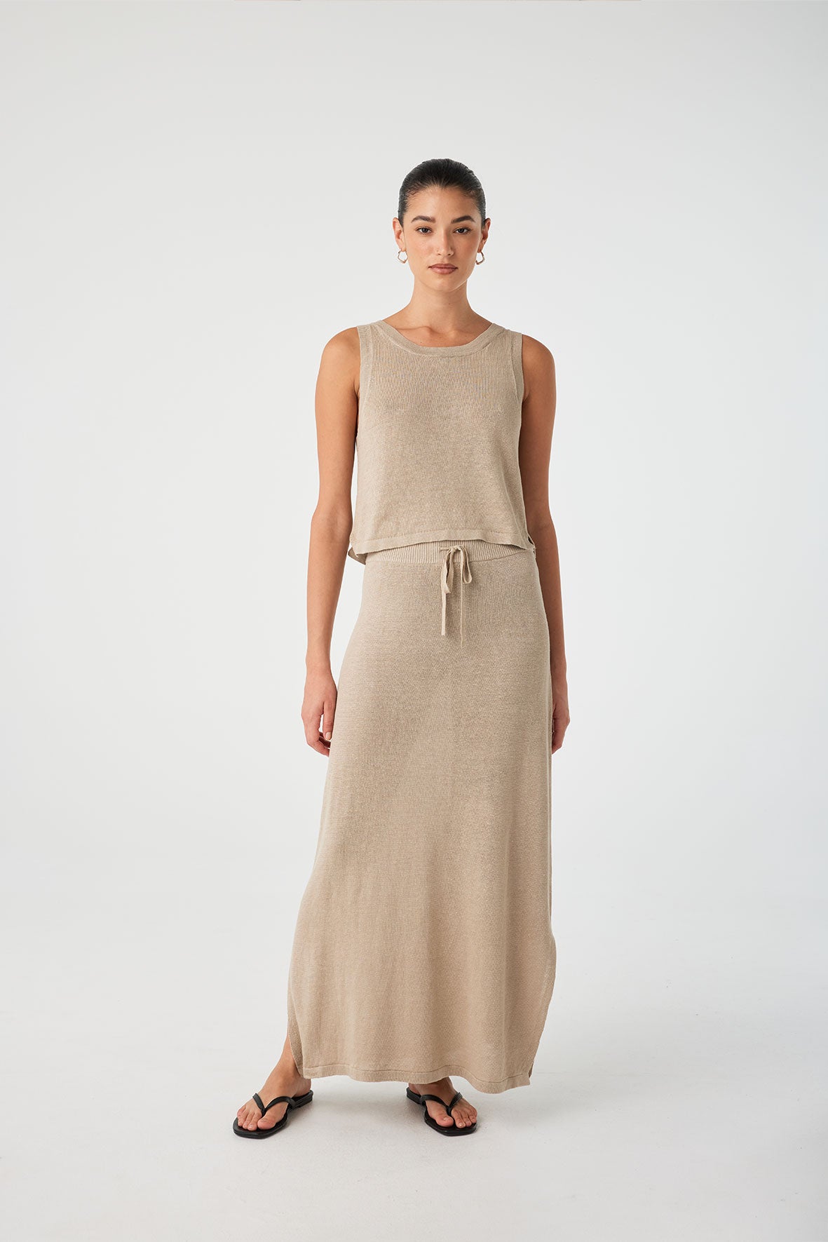 Hugo Linen Knit Skirt - Taupe