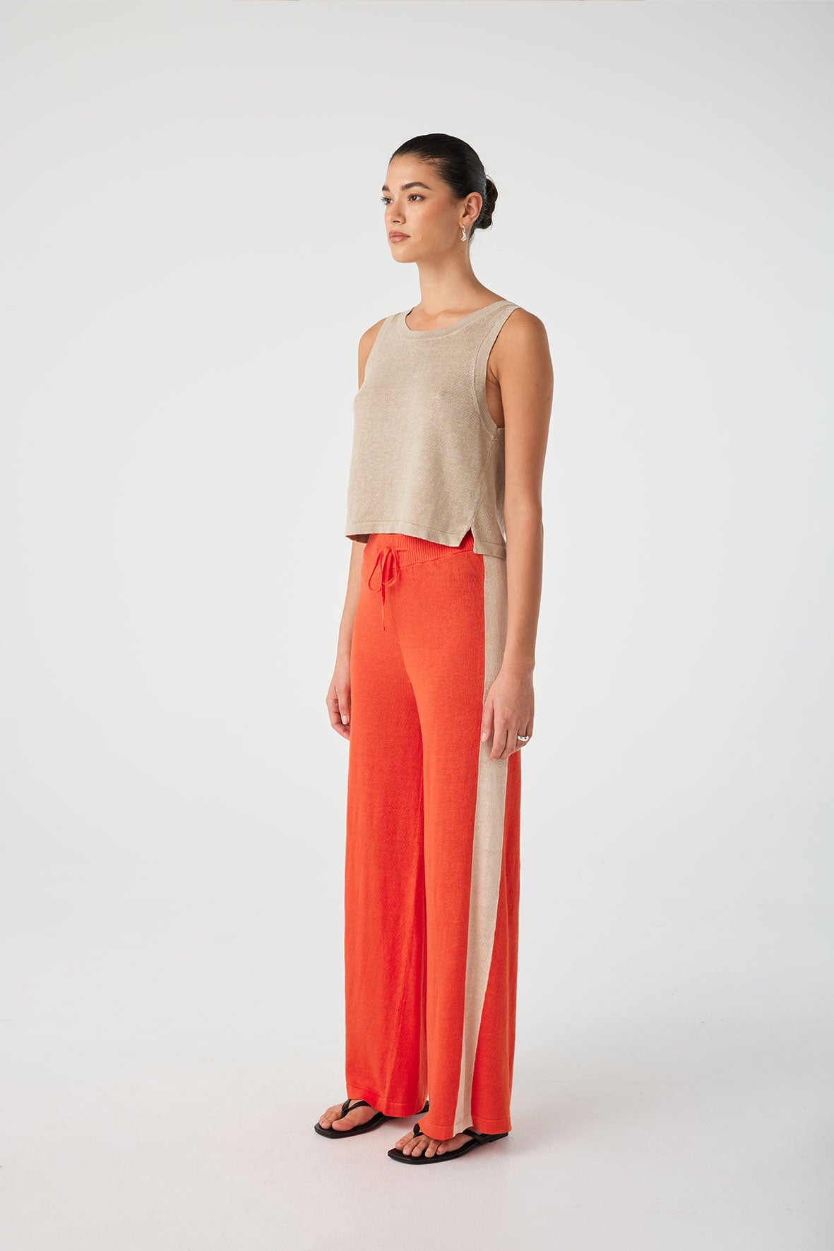 Larri Linen Knit Pant - Hibiscus & Sand