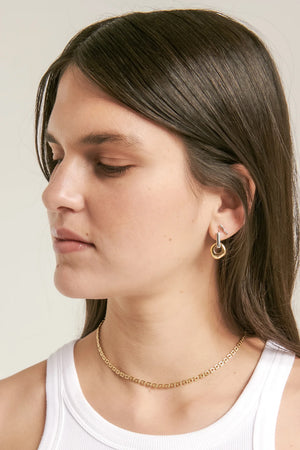 Brie Leon - Mini Bloq with Pebble Earrings - Gold/Silver