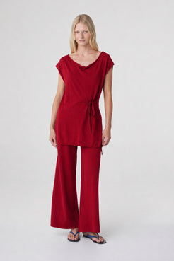 Nora Pant in Chilli, full front view styled with the coordinating Nora Top for a tonal Chilli look.