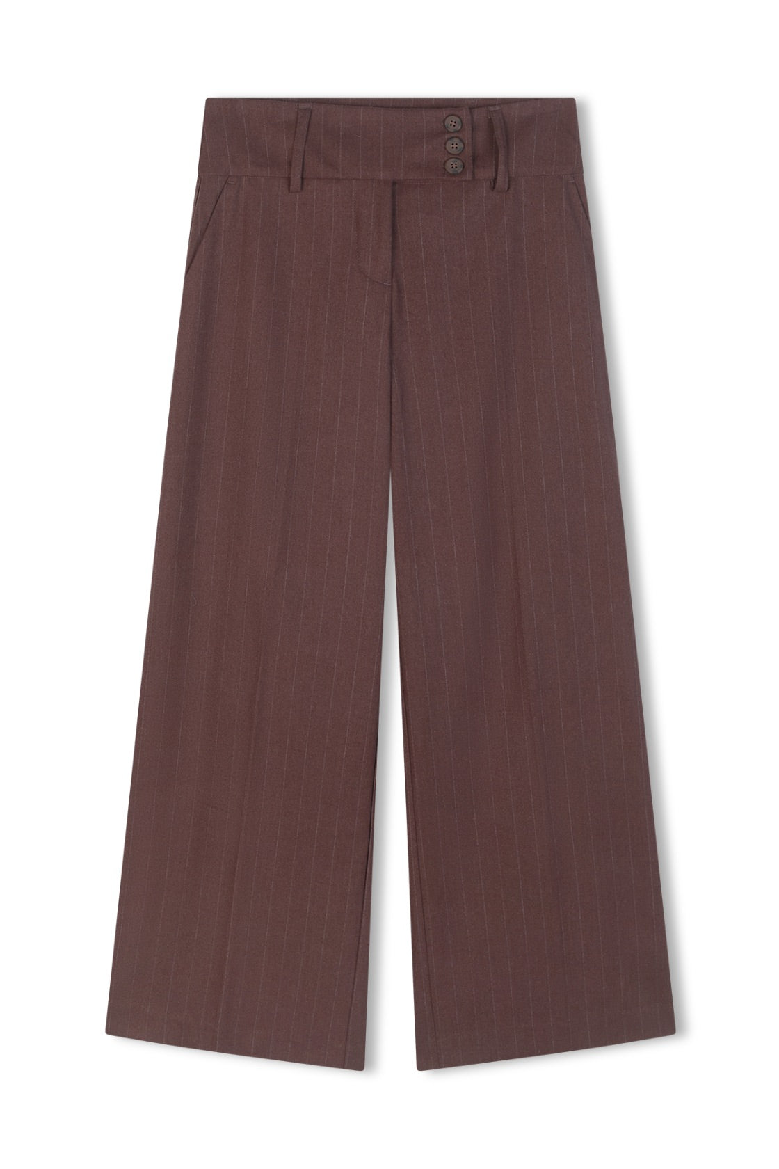 Ghost image of Manon pants in espresso pinstripe