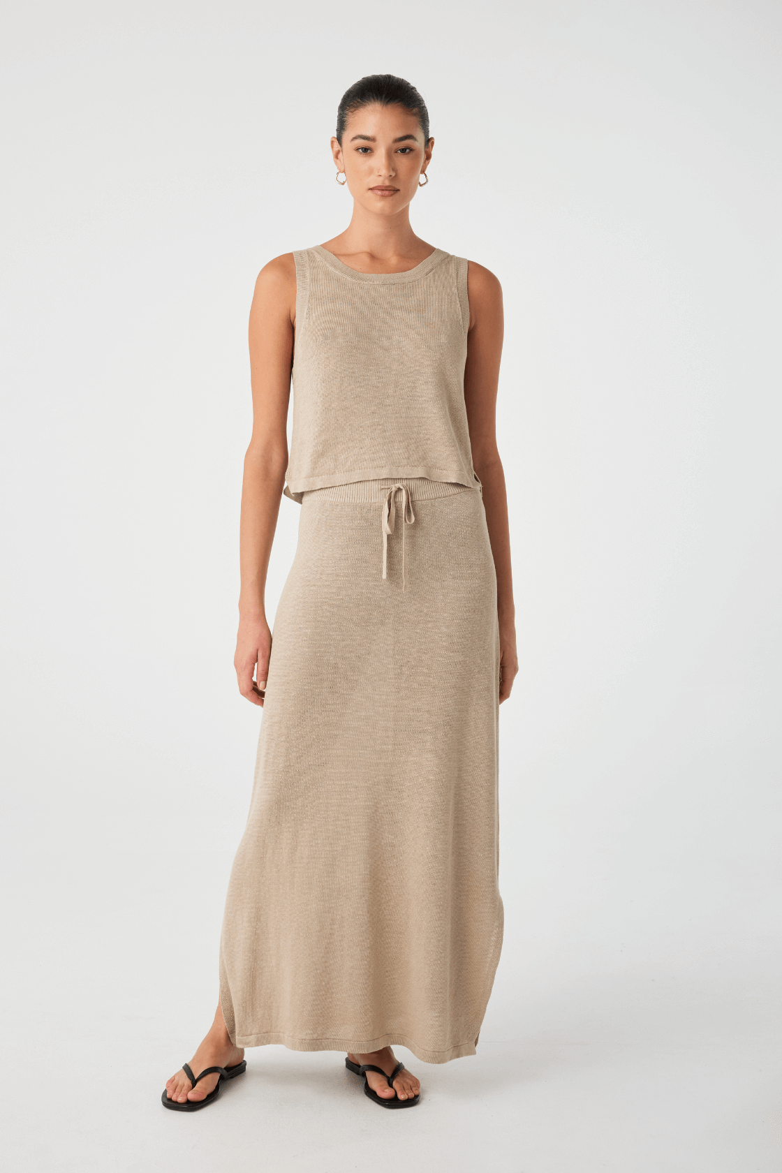 Hugo Linen Knit Skirt - Taupe
