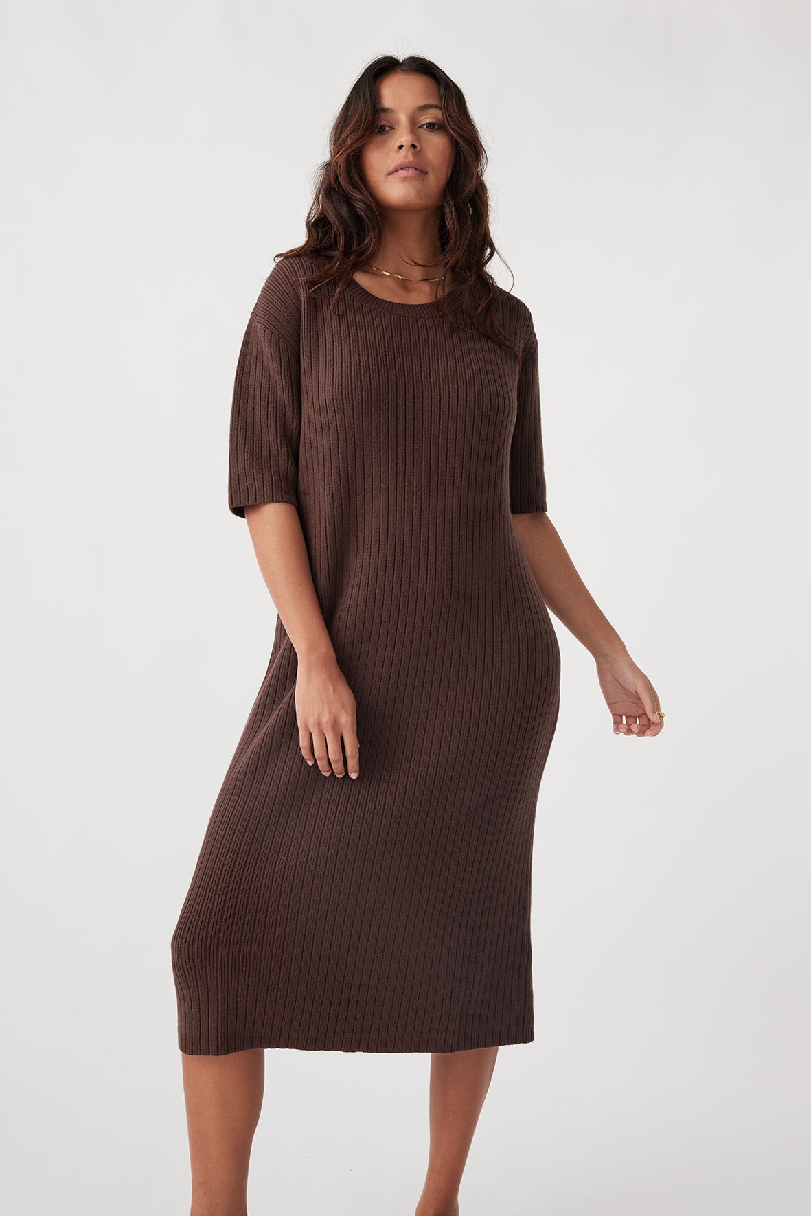 Adaline Organic Cotton Dress - Chocolate