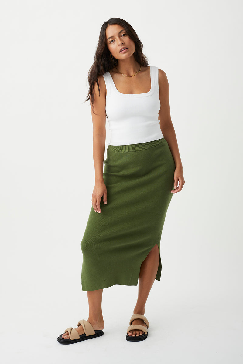 Harper Organic Knit Skirt - Caper