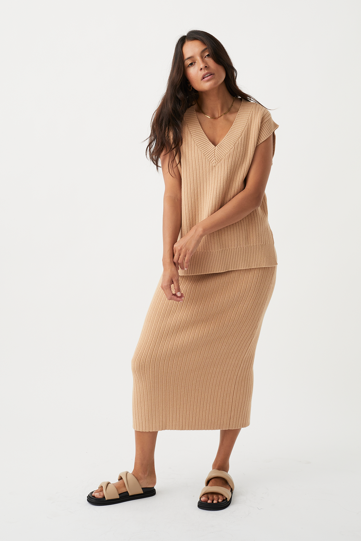 Vera Organic Knit Vest - Honey
