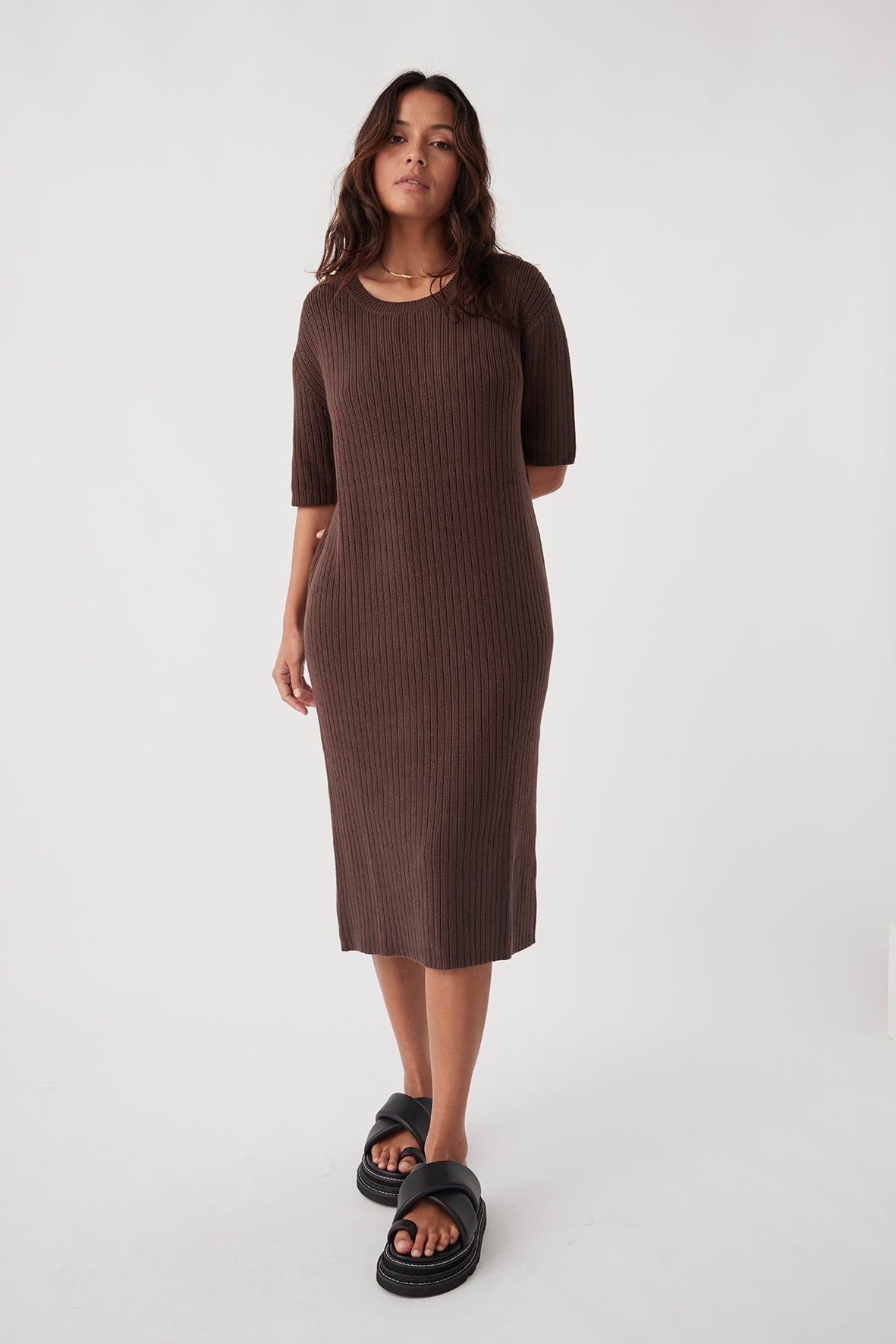 Adaline Organic Cotton Dress - Chocolate