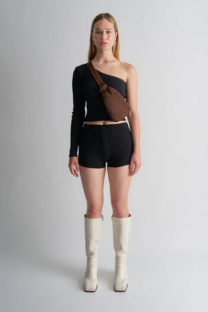 Brie Leon - Rellino Slouch Crossbody - Brownie Crinkled