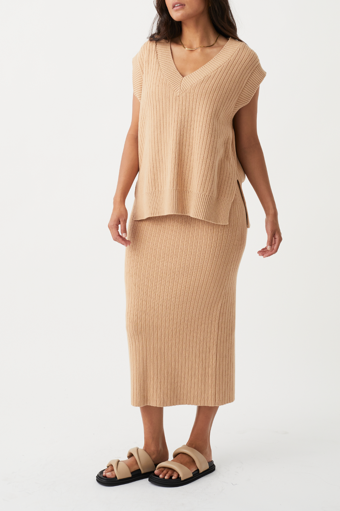 Vera Organic Knit Vest - Honey