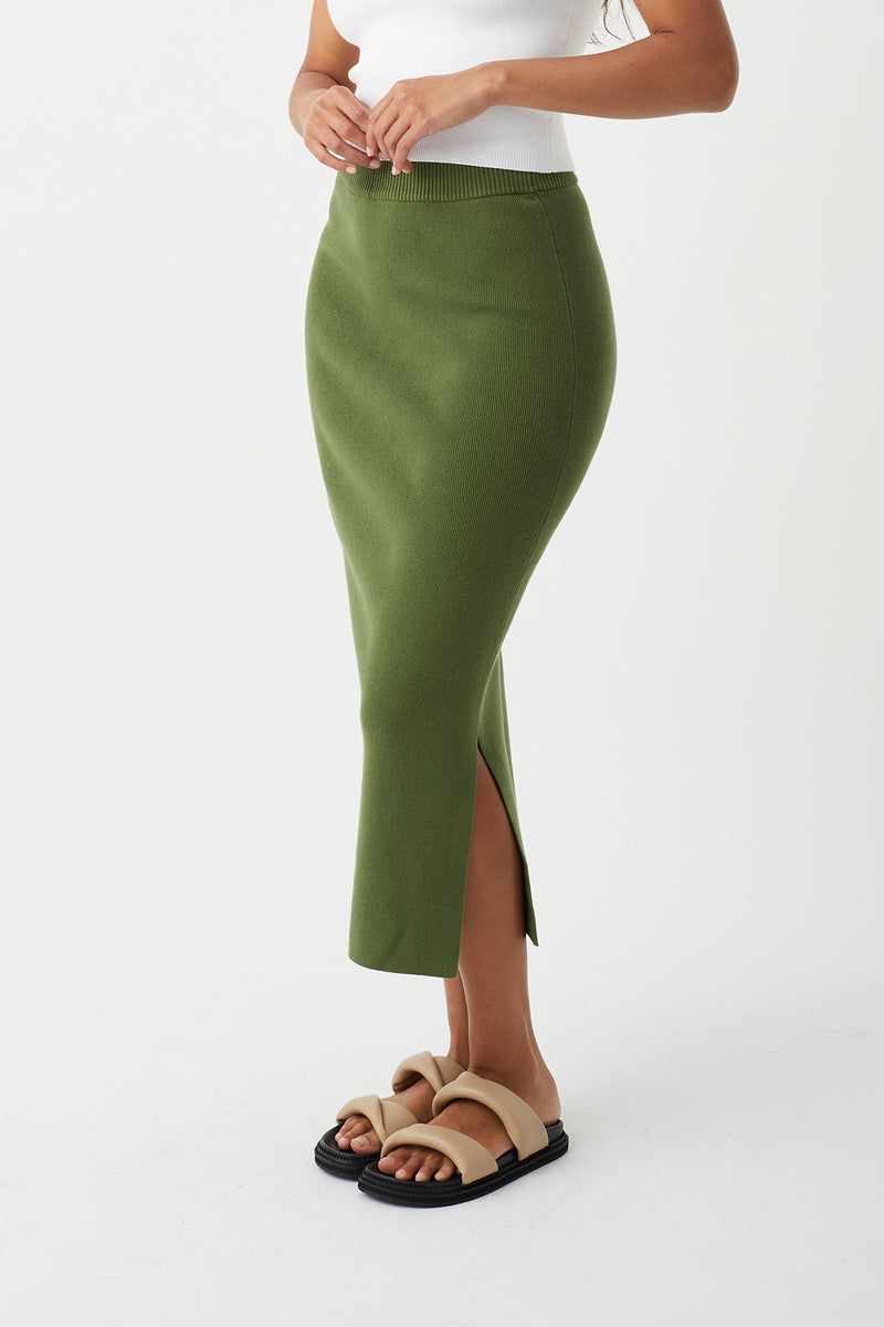 Harper Organic Knit Skirt - Caper