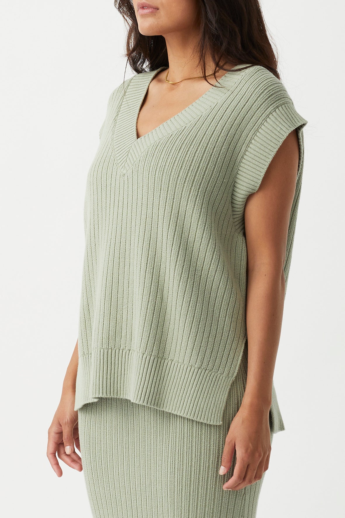 Vera Organic Knit Vest - Sage