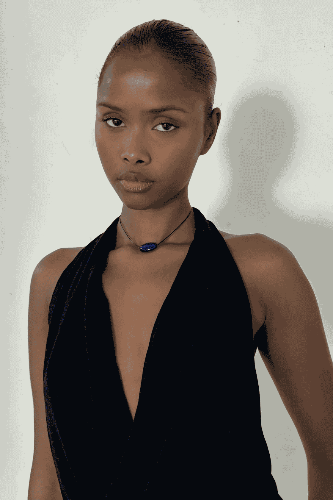 Nuri Studios - Clear Blue Glass Oval Necklace