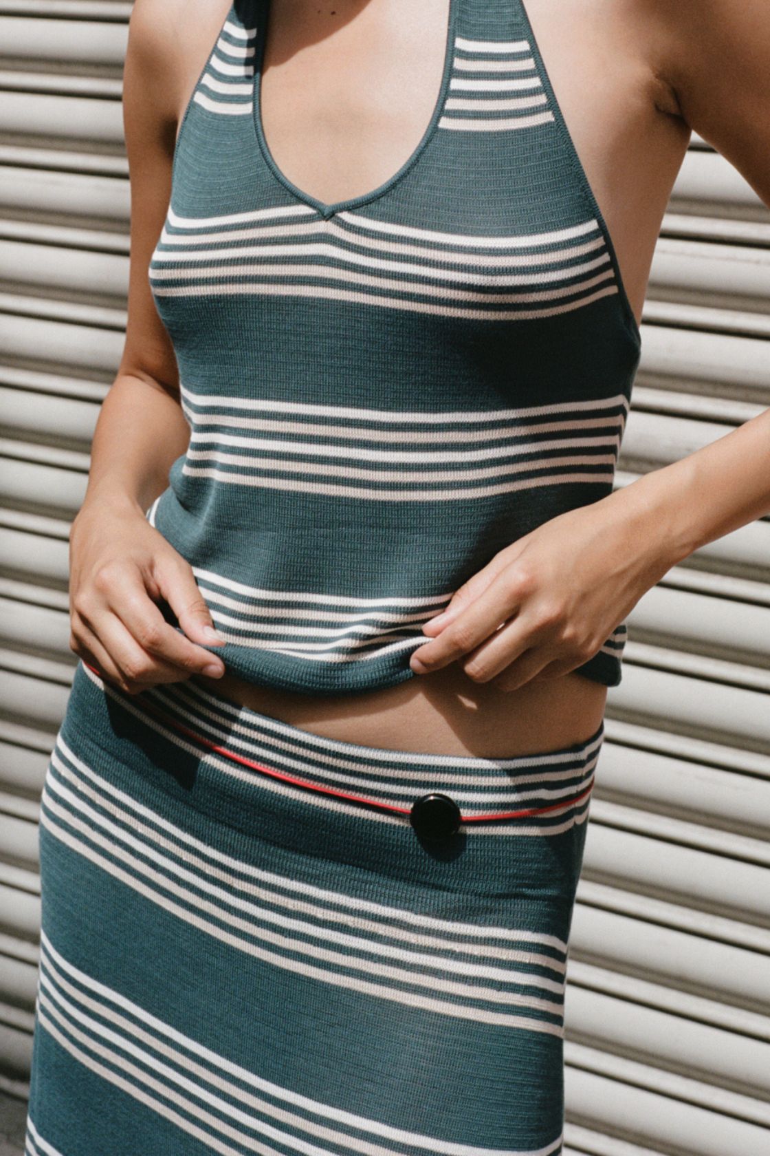 Nuri Top - Teal Stripe