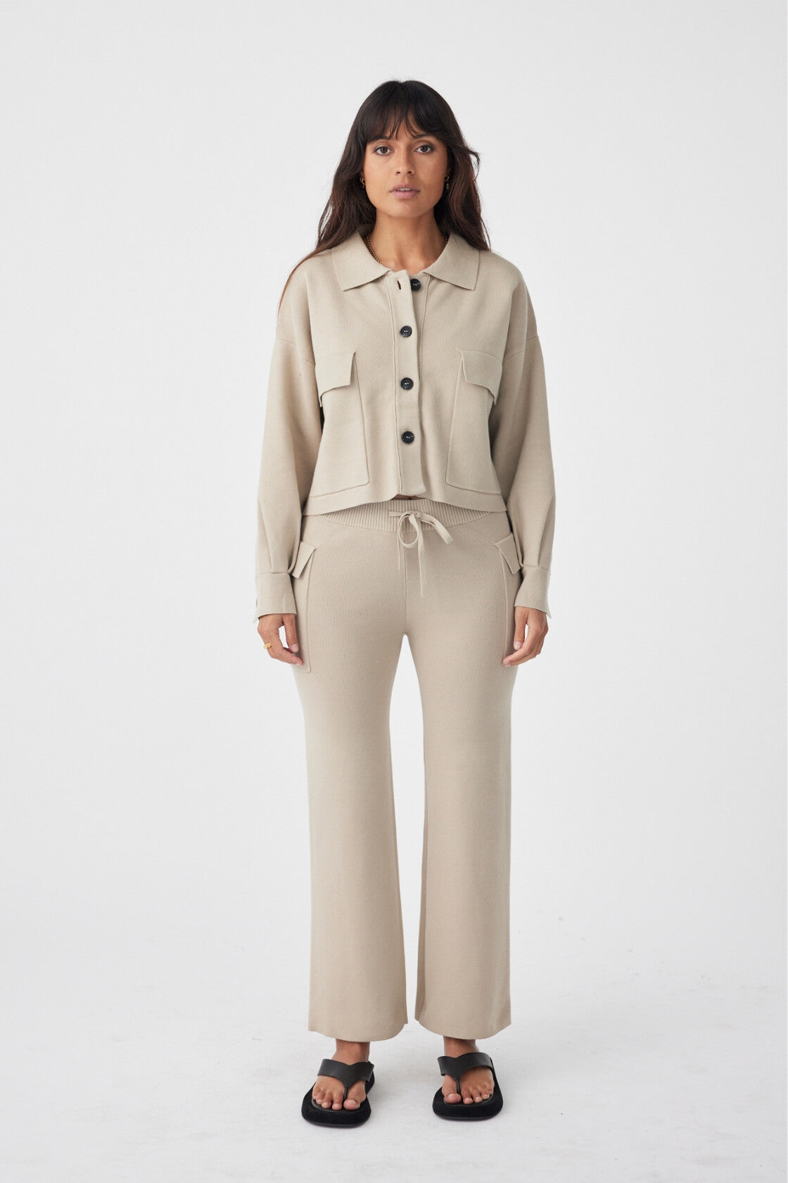 Ace High-Rise Organic Knit Pant - Taupe