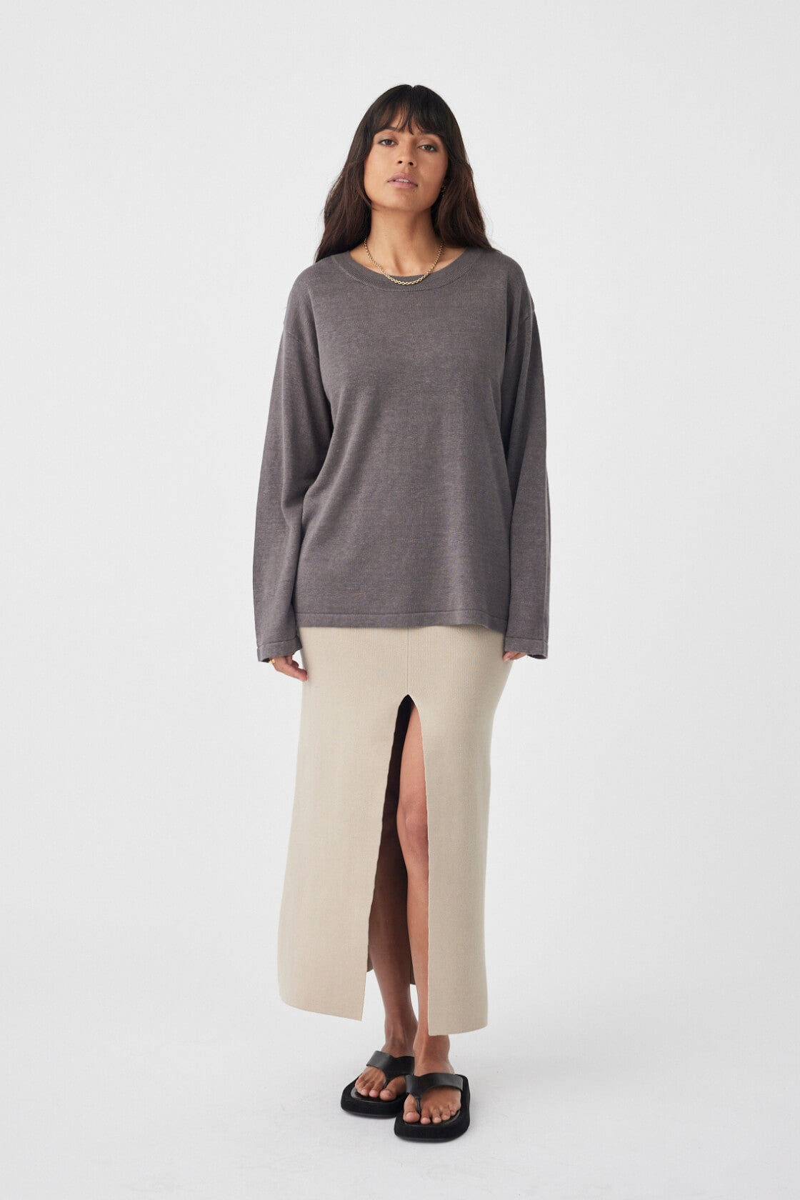 Harla Organic A-Line Skirt - Taupe