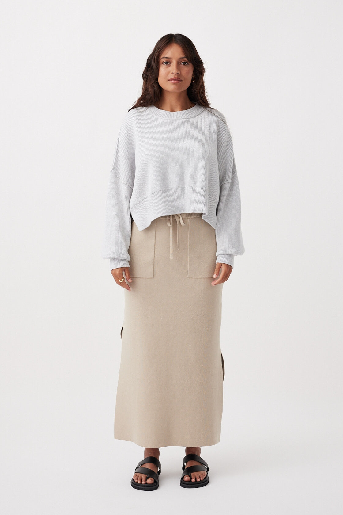 Lou Organic Cotton A-Line Skirt - Taupe