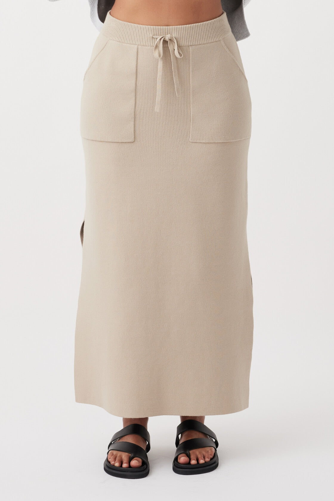 Lou Organic Cotton A-Line Skirt - Taupe