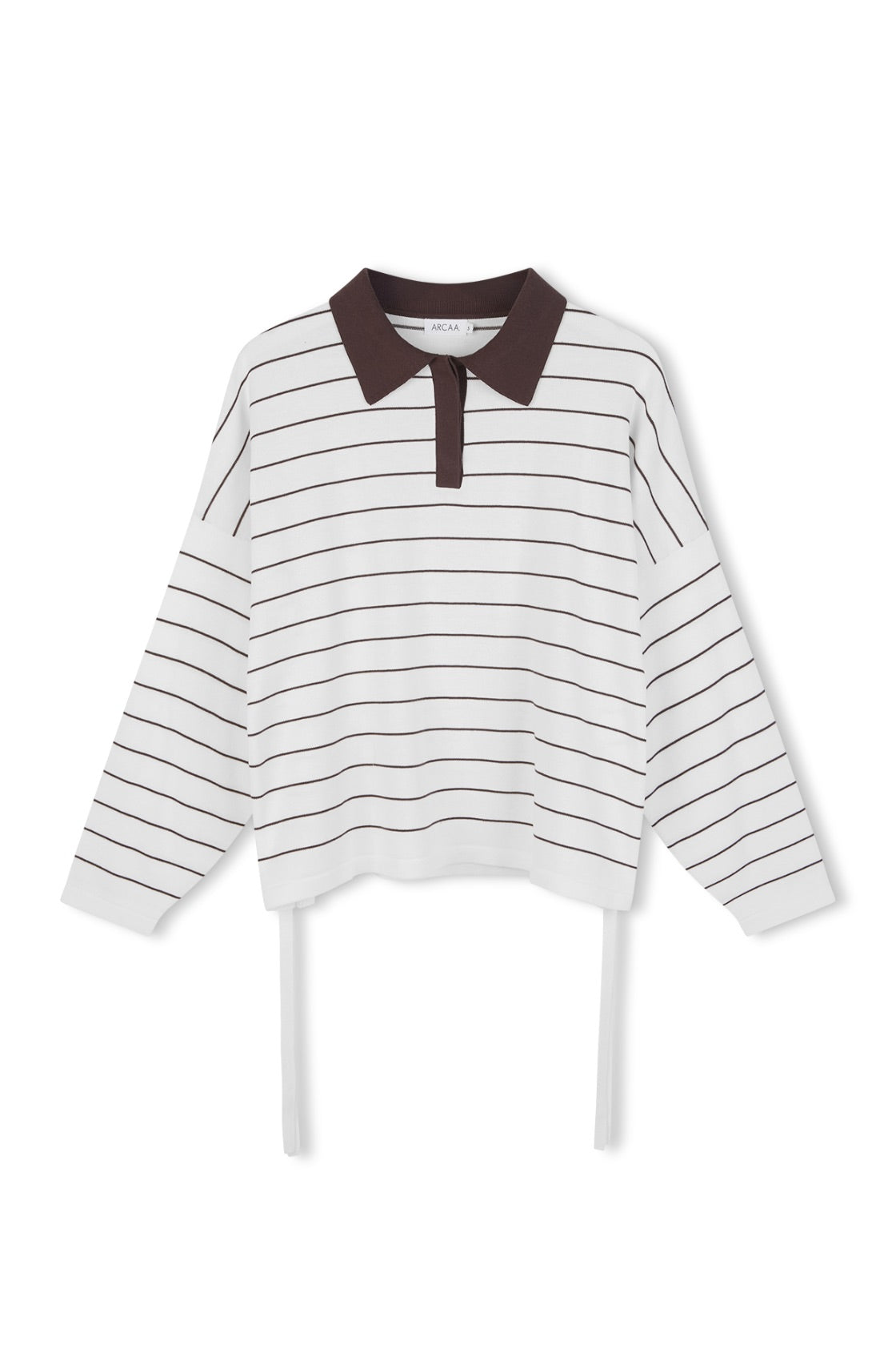 Ghost image of Zia LS top in cream & espresso stripe