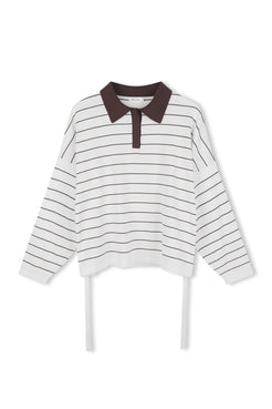Ghost image of Zia LS top in cream & espresso stripe