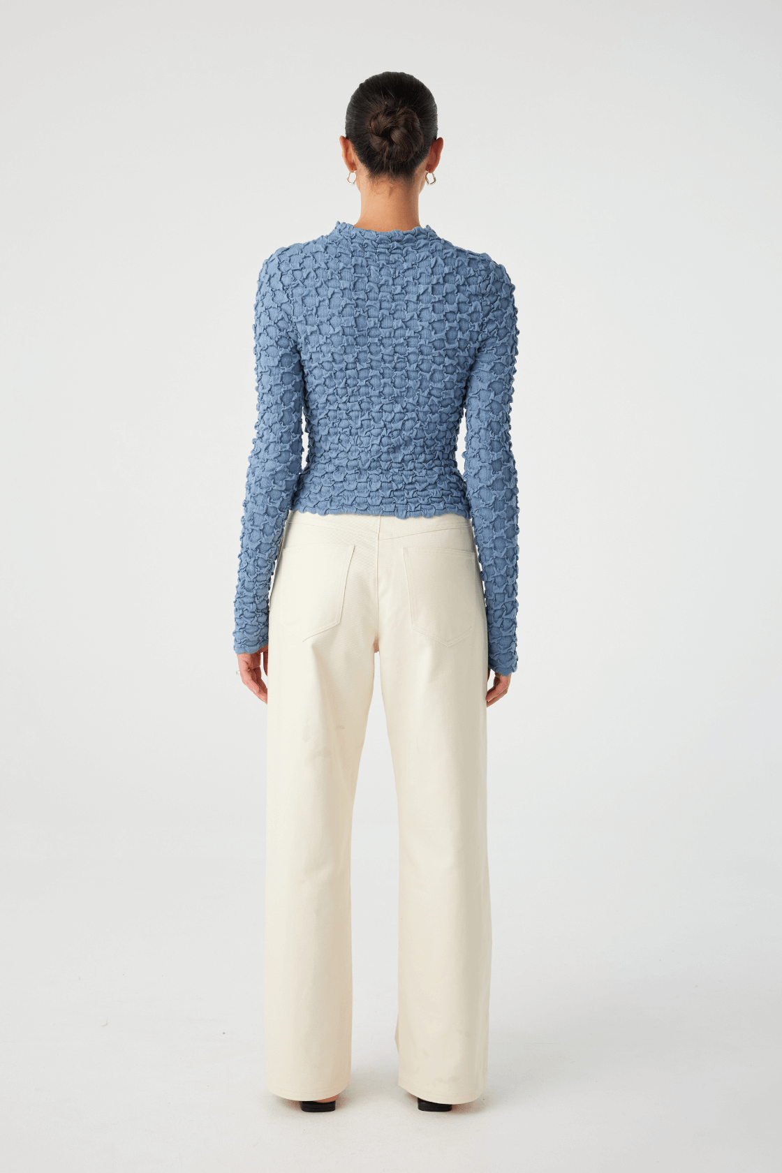 Suvi High Neck Top - Denim Blue